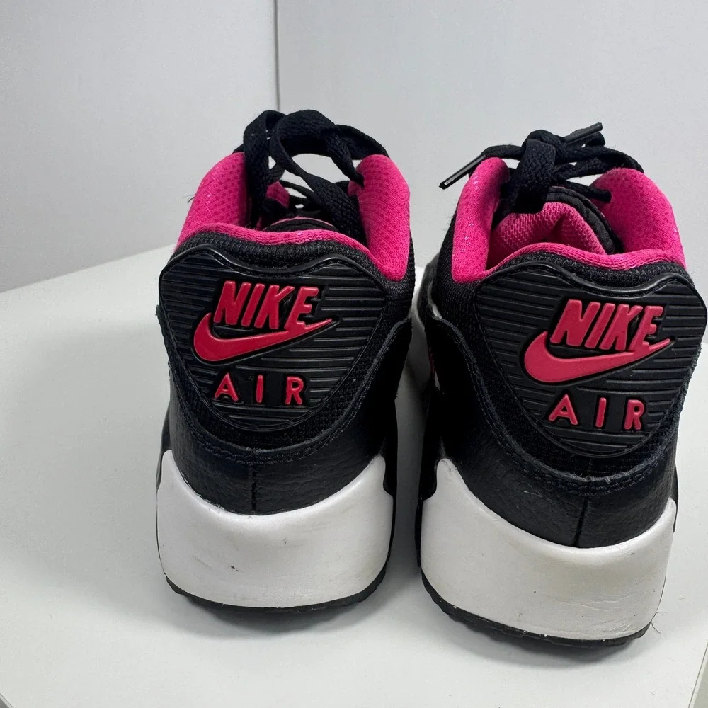 Nike Air Max 90 Mesh Kids 4Y Black White Vivid Pink Running Shoes 724824-003